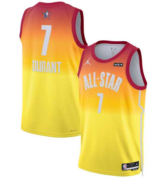 Mens 2023 All-Star #7 Kevin Durant Orange Game Swingman Stitched Basketball Jersey Dzhi->2023 all star->NBA Jersey